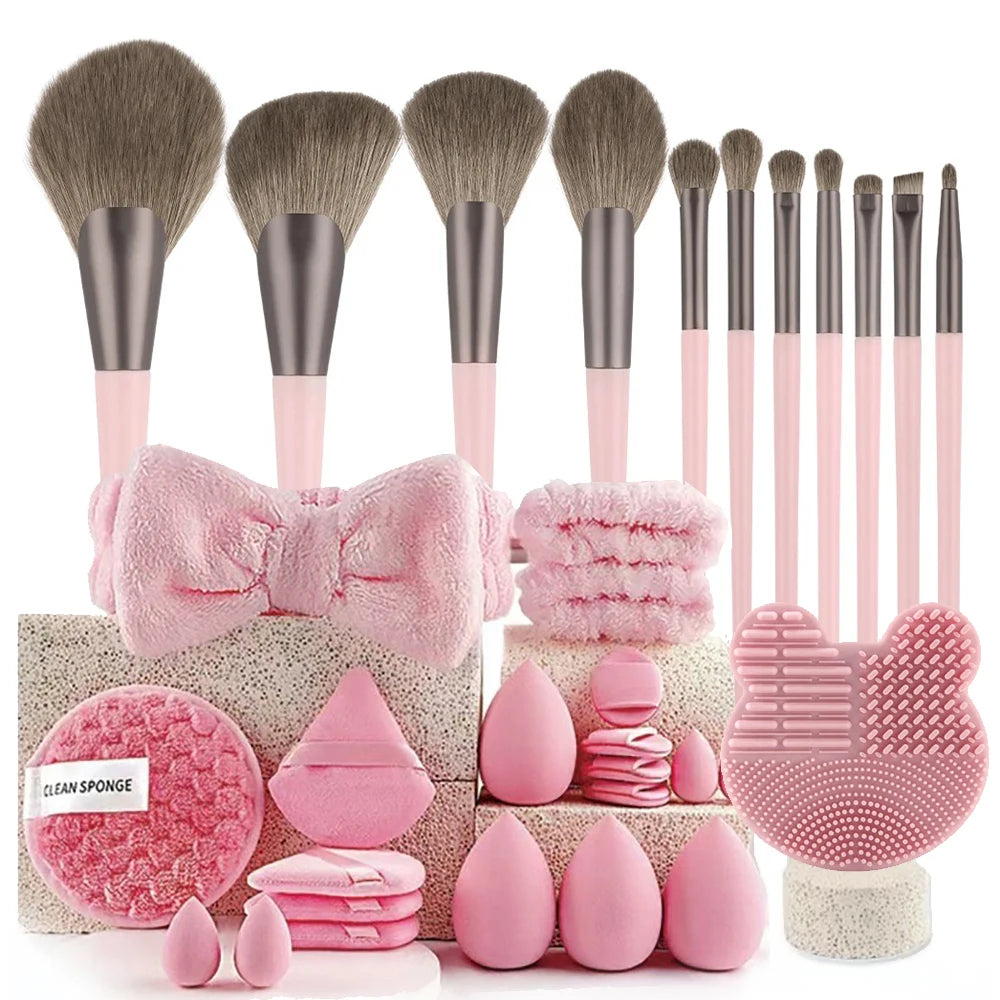 33pcs beauty set makeup kit  large and small beauty sponges for flawless makeup application and removal of makeup full set
