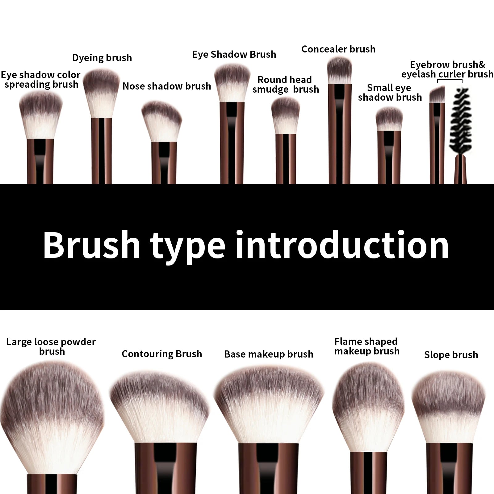 13PCS Makeup Brush Set Foundation Concealer Powder Eyeshadow Blush Brush Kabuki Blending Cosmetic Beauty Tool for Face