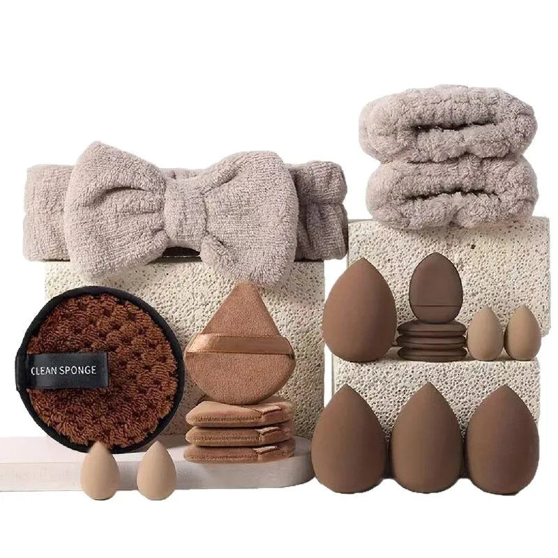 33pcs beauty set makeup kit  large and small beauty sponges for flawless makeup application and removal of makeup full set